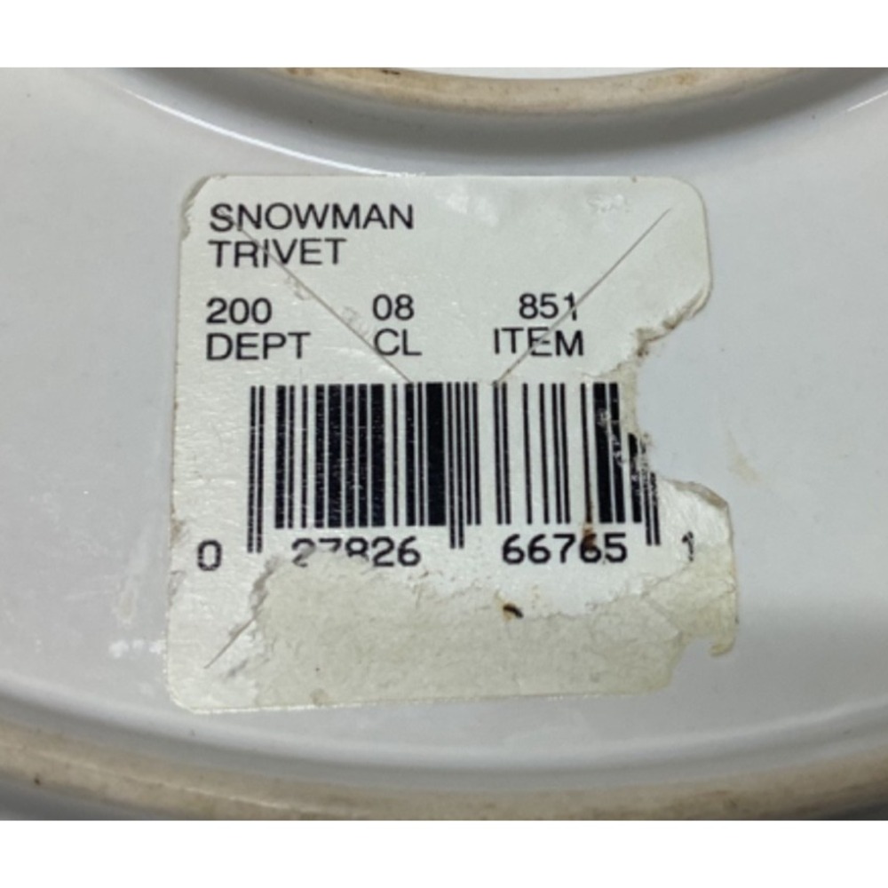 Debbie Mumm Sakura Snowman Stoneware Trivet 9.5" cookies for Santa plate - Picture 5 of 5